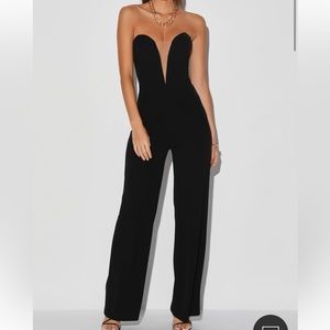 Black plunging neckline jumpsuit- BRAND NEW